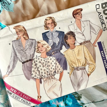 Deadstock Sewing Pattern, Top, Blouse, Pussy Bow, Different Styles, UNCUT Complete with Instructions, Butterick 