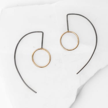 Oxidized Sterling 10K Gold Sight Hoop Earrings