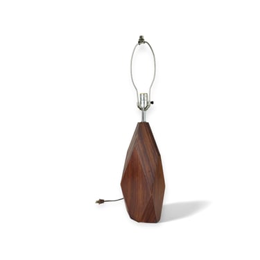 1970's Mid Century Modern Diamond Shaped Teak Table Lamp 