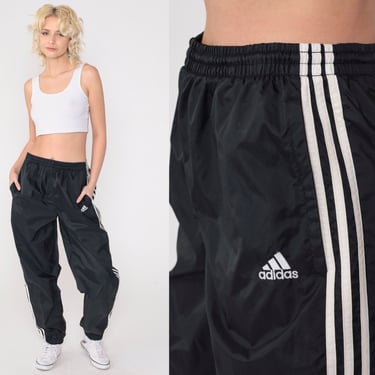Adidas Track Pants Y2K Black Striped Joggers Gym Jogging Running Track Suit Warm Up Athletic Sports Retro Baggy Warmup Vintage 00s Medium 