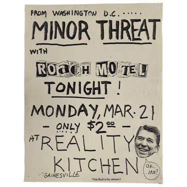 Vintage Minor Threat "Reality Kitchen" Roach Motel Gainesville Flyer