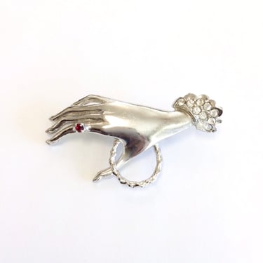 RESERVED for CADY // 90s Rhinestone Hand Brooch & C Pin 