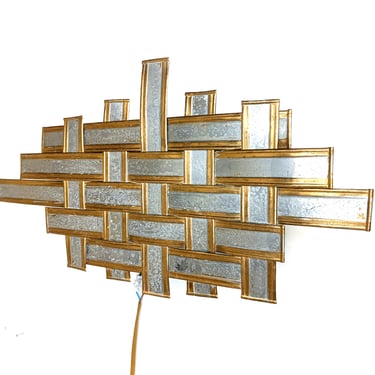 Vintage brutalist metal wall lamp, 1970s 