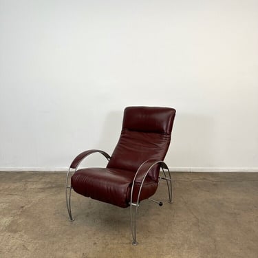 Billie Recliner by Lafer in a Red Wine Leather 