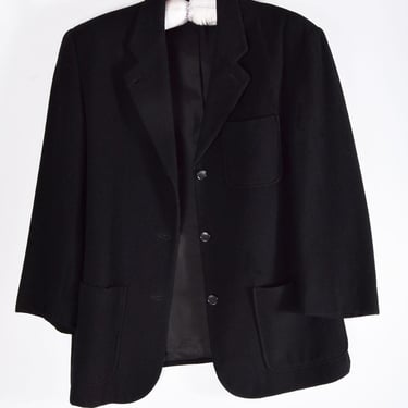 J. CREW Wool Cashmere Blazer Suit Jacket Black Sport Coat, Classic Simple style, size LARGE, Vintage Y2K, 1990's Overcoat Unisex 