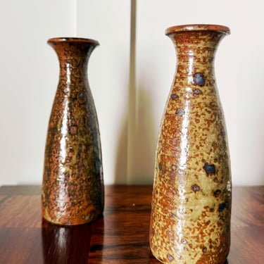 Vintage Japanese Pottery Vases, Pair
