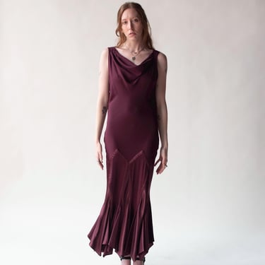 Burgundy Silk Dress | Roberto Cavalli AW 2005 