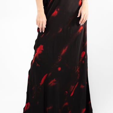 Albatross Patterned Satin Maxi Skirt