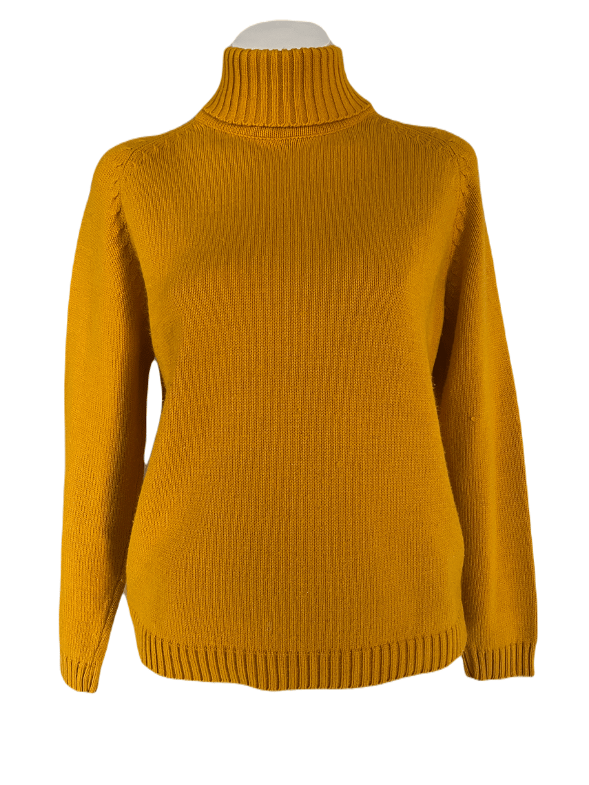 1960's Mustard Yellow Turtleneck Sweater Size M Antique Sugar