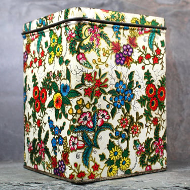 Vintage Floral Tin | Cottagecore Vintage Storage Tin | Hong Kong Floral Tin Box | Rustic Decor | Bixley Shop 