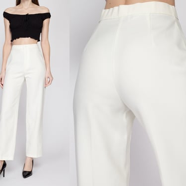 Small 70s Levi's White High Waisted Pants 25.5" | Vintage Bend Over Straight Leg Retro Trousers 