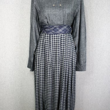 1980s - Low Country Looker - 3 blue checks - Flannel - Blouse and Skirt - by Field Mannor 12/14 