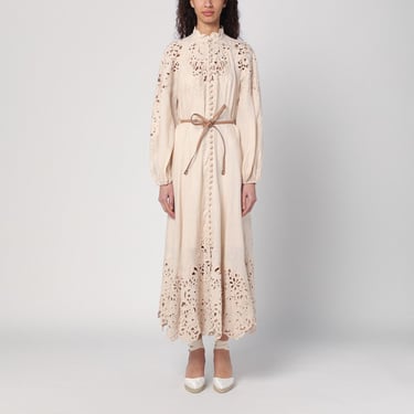 Zimmermann Wylie Cream-Colored Dress In Linen Women