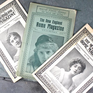 RARE! 1899 New England Home Magazine | Set of 3 Boston Sunday Journal Supplements for Women | Antique Women's Magazines 