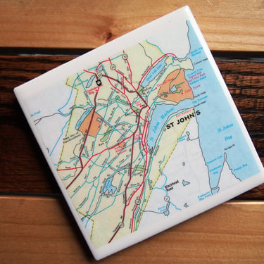 1975 St. John's Newfoundland Canada Map Coaster. Vintage Map. Canadian Décor. St John's Map. Atlantic Canada. Travel Gift. Newfoundland Map. 
