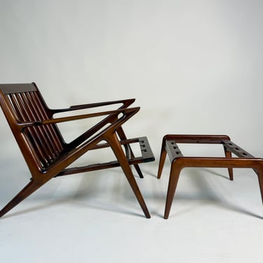 Poul Jensen “Z Chair” with Ottoman – Walnut-Stained Beech