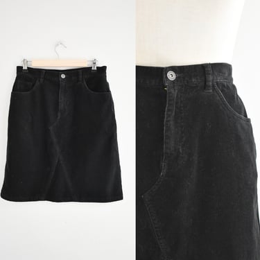 1990s Black Corduroy Skirt 