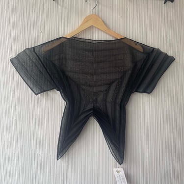 Issey Miyake black geometric pleat sheer top 