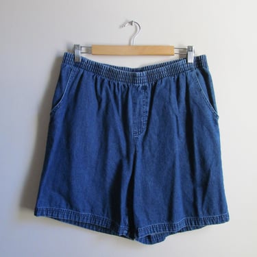 90s Denim Pull-On Shorts L 32.5-38 Waist 