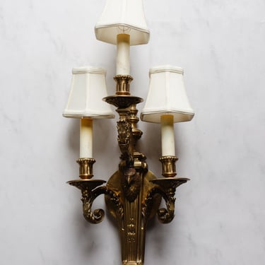 pair of vintage French bronze eagle head wall sconces