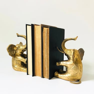 Brass Elephant Bookends - Set of 2 