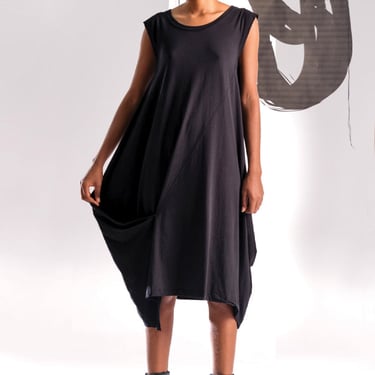 Asymmetric Sleeveless Dress in BLACK or CEMENT