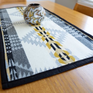 TABLE RUNNER with PENDLETON Wool - Rancho Arroyo Silver  - Reversible Half Length - Handcrafted in Portland 