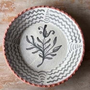 Talavera Flower Platter – Light Gray