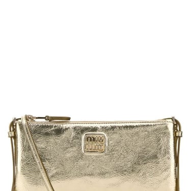 Miu Miu Women Gold Nappa Leather Shoulder Bag