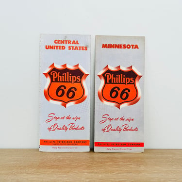 Vintage 1950s Phillips 66 Street Maps Minnesota and Central United States - 2 Maps 