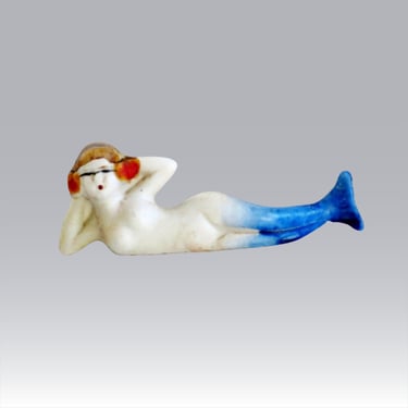 Fantasy Mermaid or Siren Figurine made in Japan, Bathing Beauty Figure, Beach Bungalow Housewarming Gift 