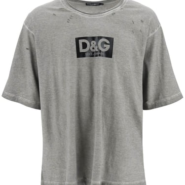Dolce &amp; Gabbana Washed Cotton T-Shirt With Destroyed Detailing Men