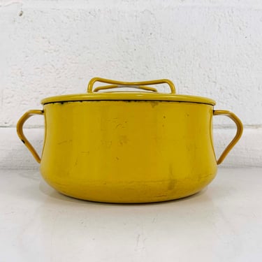 Vintage Cera-Met Enamel Yellow Dutch Oven Mustard Butterscotch Casserole  Enameled, Check Engine Vintage