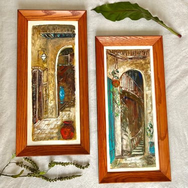 Mid Century Paintings, New Orleans Oil Paintings, Artist Signed, Wood Frames, Set of 2, Vintage Home Decor, Wall Hanging 