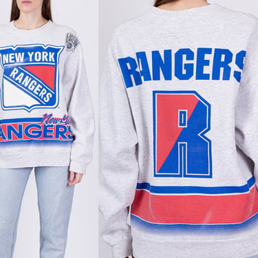 90s New York Rangers NHL Sweatshirt - Men's Large, Women's XL | Vintage Salem Sportswear NY Hockey Long Sleeve Pullover 