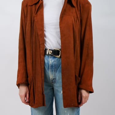 1940s Suede Oversized Brown Jacket