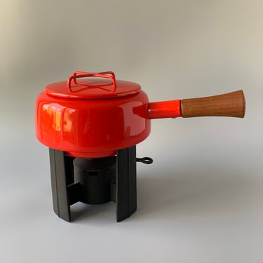 Dansk Designs FRANCE Kobenstyle Red Enamel Fondue Pot with Warmer Stand 