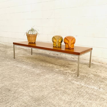Knoll Style Walnut and Chrome Coffee Table