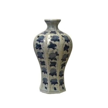 Chinese Blue White Porcelain Oriental Fruit Octagonal Shape Vase ws2994E 
