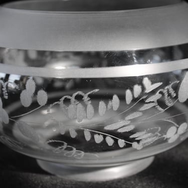 Antique Victorian Etched Clear and Frosted Glass Gaslight Globe Lamp Shade 