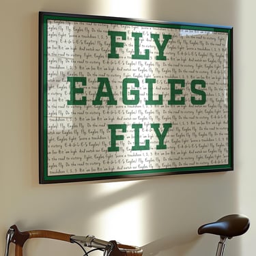 Philadelphia Eagles Fight Song Lyrics Poster, DIGITAL DOWNLOAD, Various Sizes, Kelly Green + Black + White, Printable + Frameable, Superbowl 