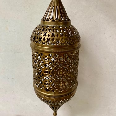 Vintage Hanging Moroccan Vessel Decor, NOT WIRED, Could Be Lamp, Gold Tone Cutwork, Boho, Hippie, Lumiere, Hanging Decor, Hong Kong 