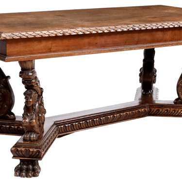 Table, Renaissance Revival, Italian, Carved, Walnut, Extension, Early 1900s!