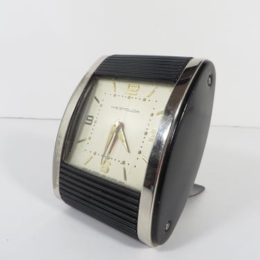 Vintage Westclox Black Wind Up Display Alarm Clock - Small Black Case Travel Alarm Clock 