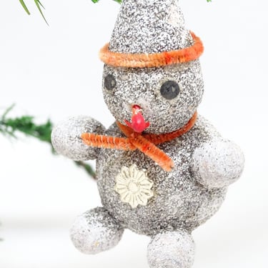 Vintage German 1950's Snowman Christmas Tree Ornament, Antique Retro West Germany 