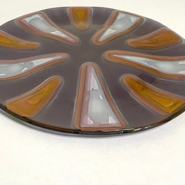 Vintage 1960s Higgins Glassware Fused Glass 11” Dish 