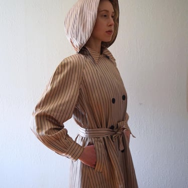 1940s hooded raincoat . vintage 40s satin trench coat . size small to large 