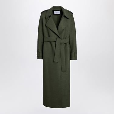 Harris Wharf London Dark Green Wool Coat With Belt Women