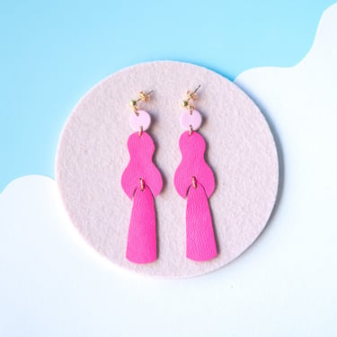 Ms Blobby Earrings in HOT Pink - Abstract Artsy Statement Earrings 