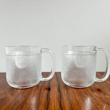 Vintage iittala Krouvi Glass Beer Mugs by Oiva Toikka - Set of Two 